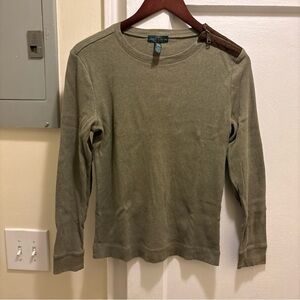 Vintage women’s Ralph Lauren Thermal Olive Green Long Sleeve Top size medium